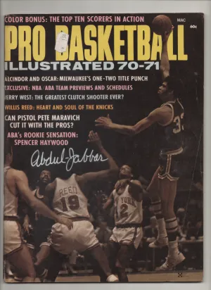 [1 of 1] 1970-71 Pro Basketball Illustrated-Alcindor and Oscar: Milwaukee's One-Two Title Punch - Signed Kareem Abdul-Jabbar