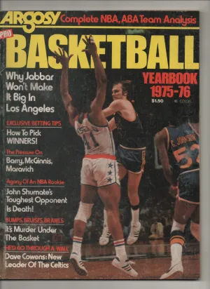 [1 of 1] 1975-76 Argosy Pro Basketball Yearbook "Why Jabbar Won't Make It Big In Los Angeles"