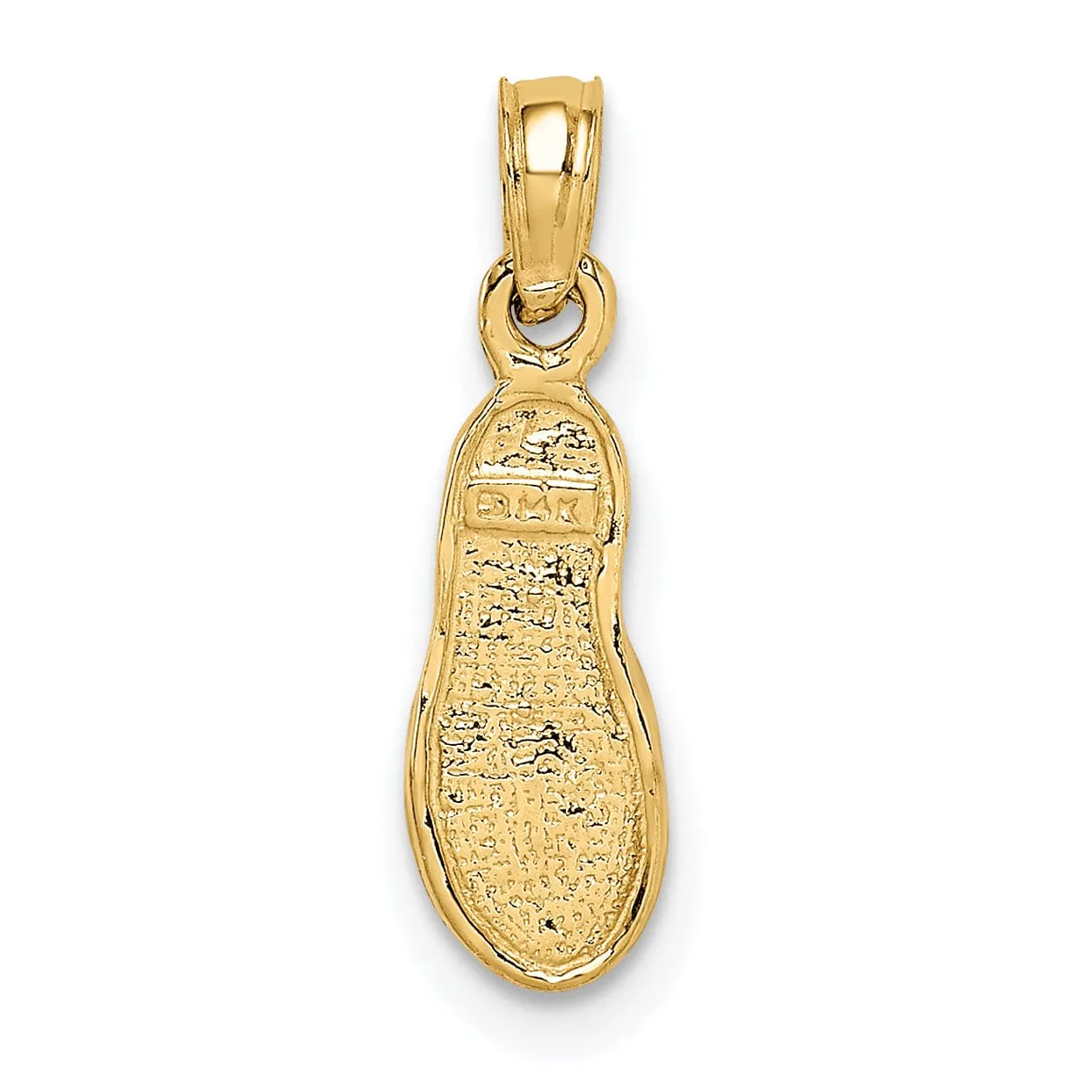 14k Yellow Gold, White Rhodium Solid 3-Dimensional Single Flip-Flop Sandle Charm Pendant