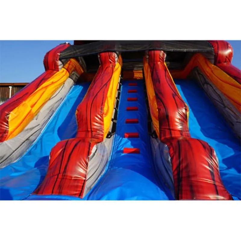 15'H Dual Lane Fire Slide Wet n Dry in Red and Yellow
