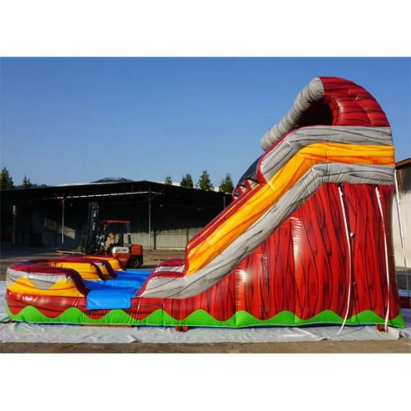 15'H Dual Lane Fire Slide Wet n Dry in Red and Yellow