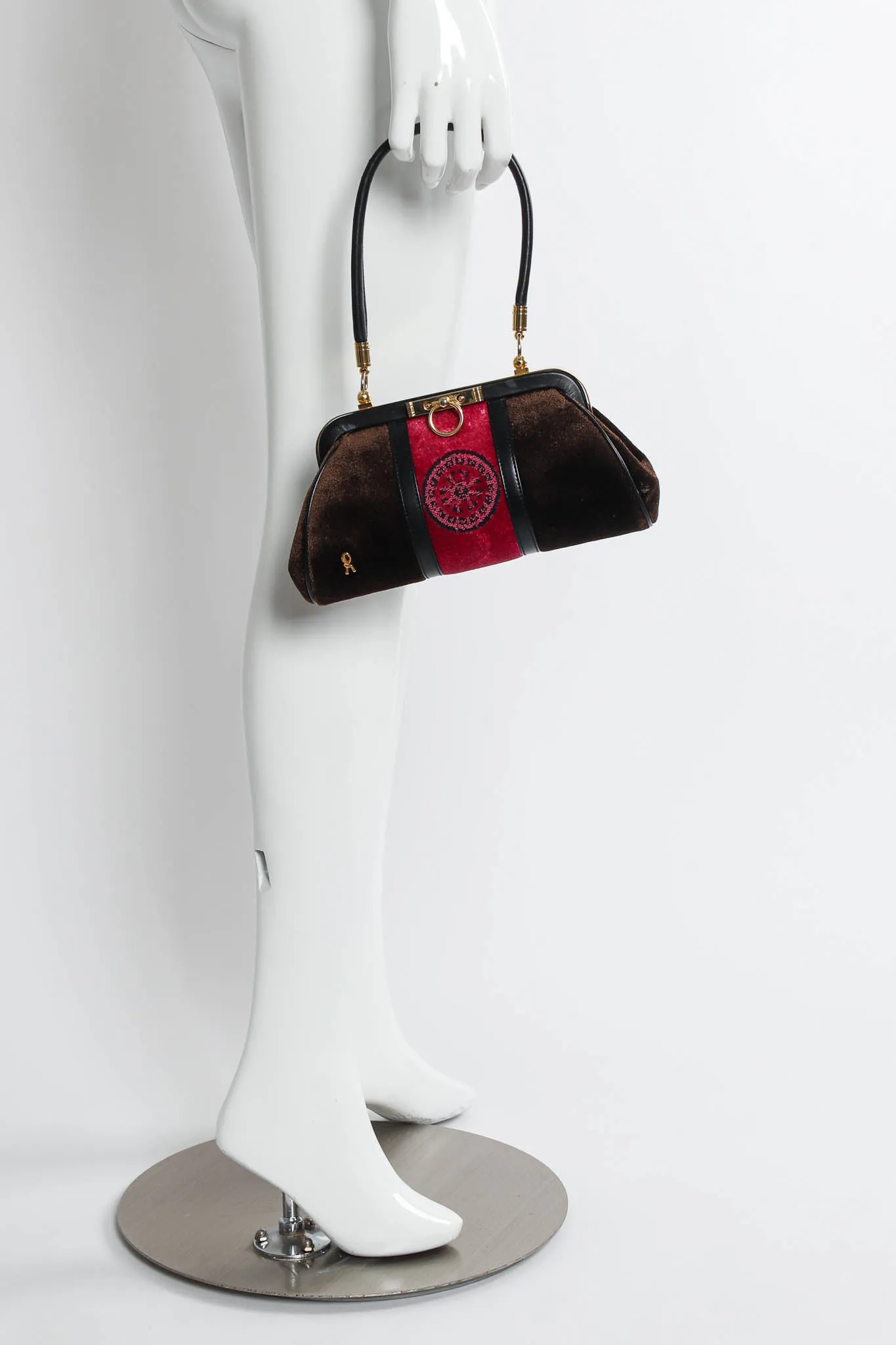 1990s Mini Velvet Baguette Bag