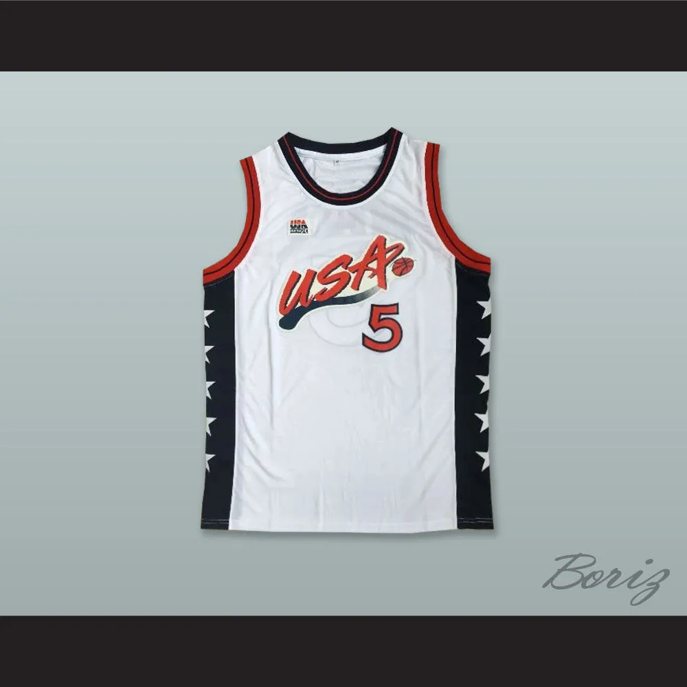 1996 Grant Hill 5 USA Team Home Basketball Jersey