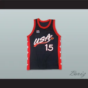 1996 Hakeem Olajuwon 15 USA Team Away Basketball Jersey