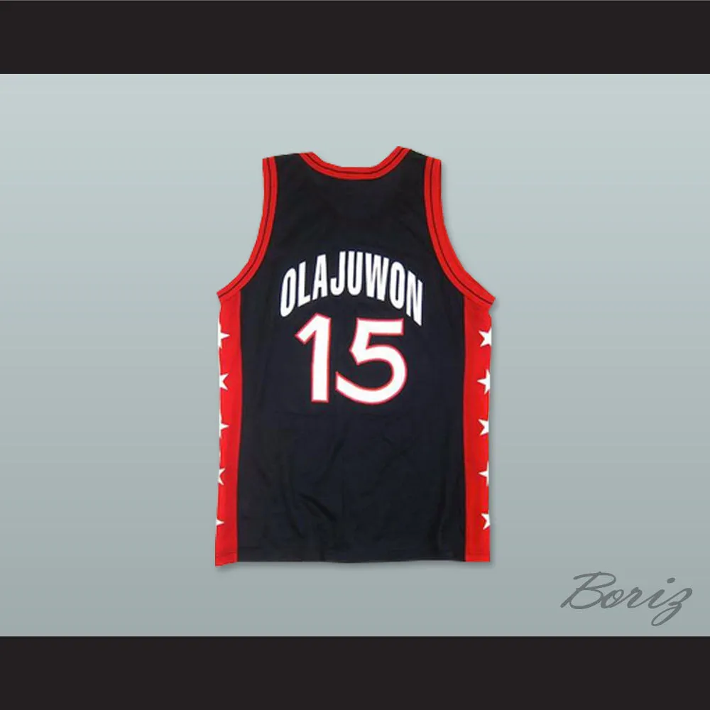 1996 Hakeem Olajuwon 15 USA Team Away Basketball Jersey