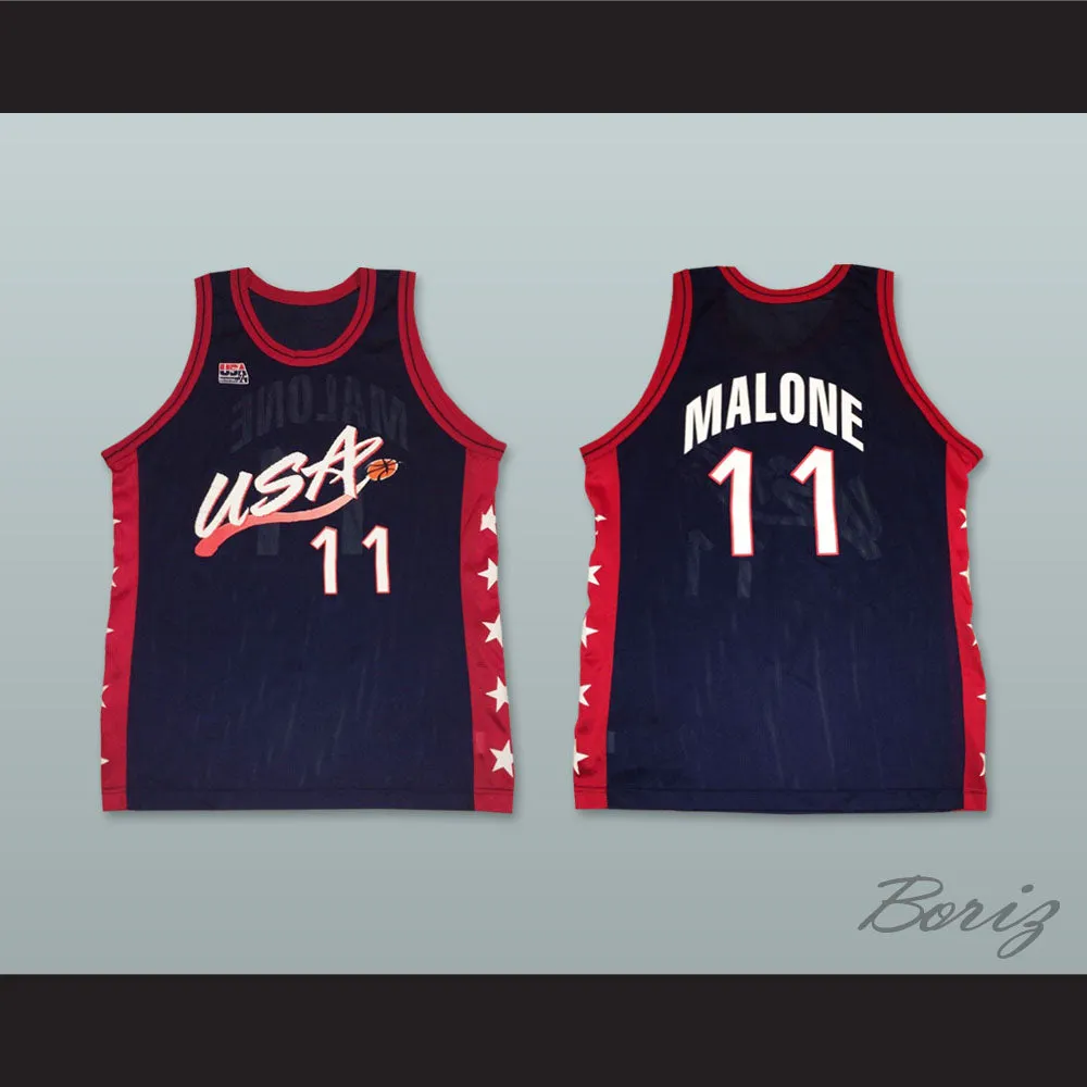 1996 Karl Malone 11 USA Team Away Basketball Jersey