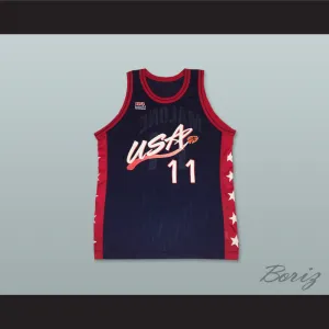 1996 Karl Malone 11 USA Team Away Basketball Jersey