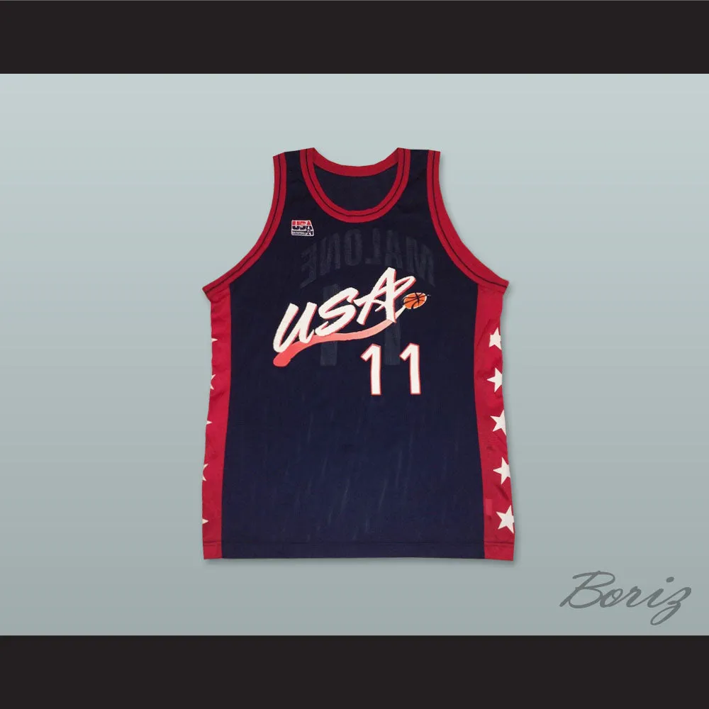1996 Karl Malone 11 USA Team Away Basketball Jersey