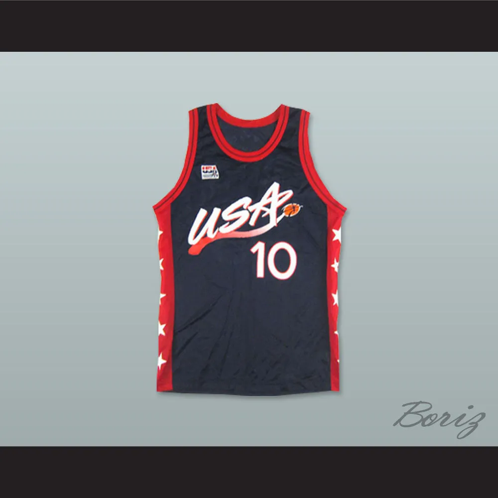 1996 Reggie Miller 10 USA Team Away Basketball Jersey