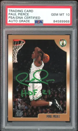 1998 Topps #135 Paul Pierce RC Rookie HOF 21 PSA/DNA Auto GEM MINT 10 Fanatics