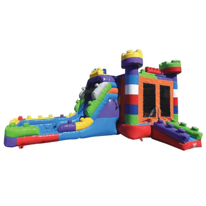 2-Lane Block Bounce House Combo Wet n Dry