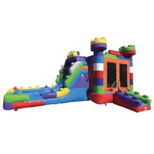 2-Lane Block Bounce House Combo Wet n Dry