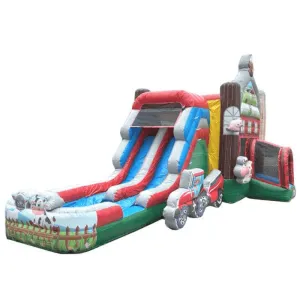 2-Lane Farm Bounce House Combo Wet n Dry