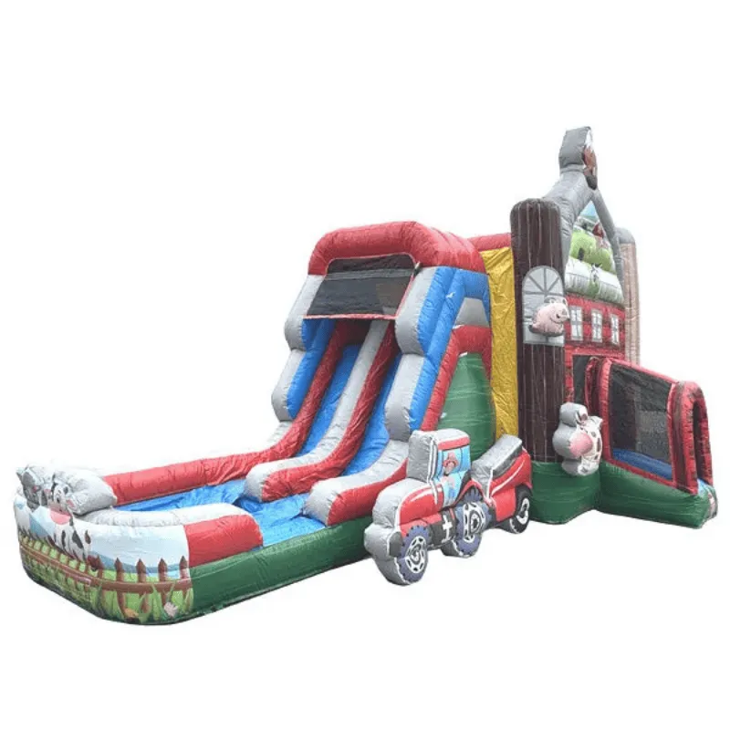 2-Lane Farm Bounce House Combo Wet n Dry