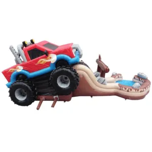 2-Lane Monster Truck Bouncy House Combo Wet n Dry