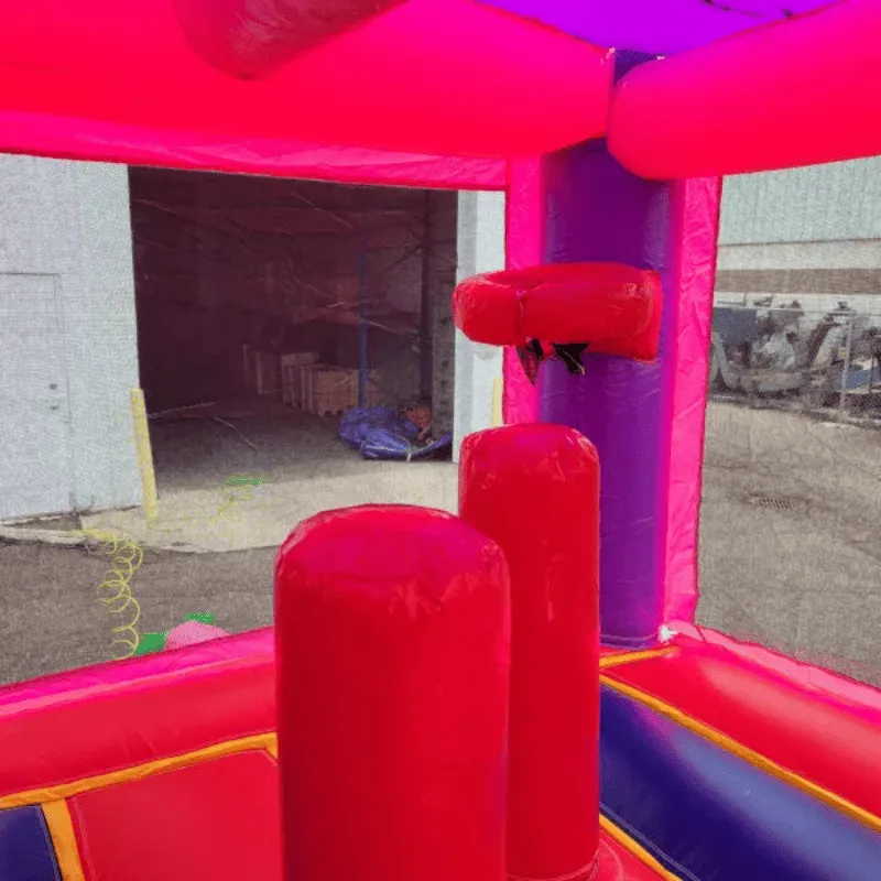 2-Lane Pink Castle Bouncy House Combo w/ Pool