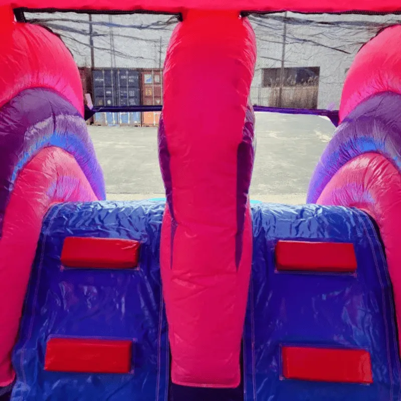2-Lane Pink Castle Bouncy House Combo w/ Pool