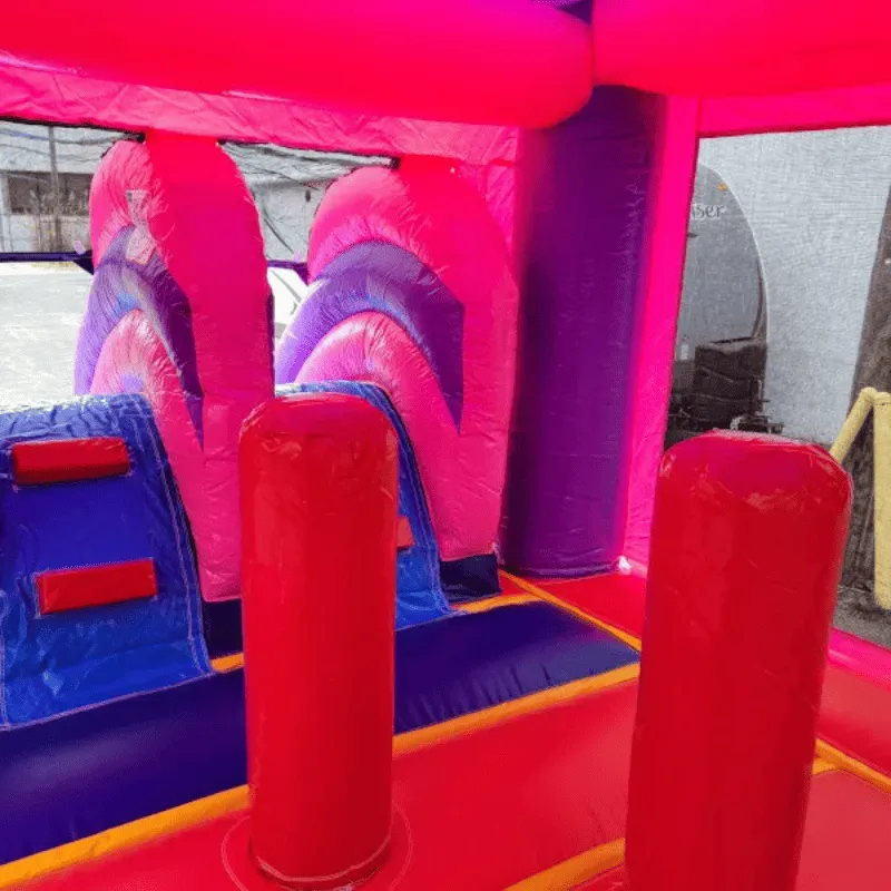 2-Lane Pink Castle Bouncy House Combo w/ Pool