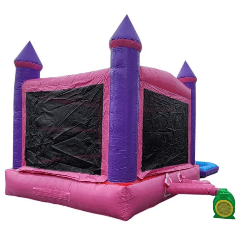 2-Lane Pink Castle Bouncy House Combo w/ Pool