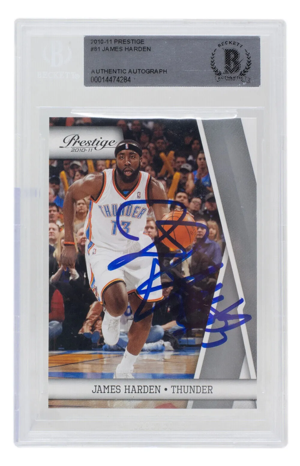 2010-11 James Harden Signed Oklahoma City Thunder Prestige Rookie Card #81 BAS