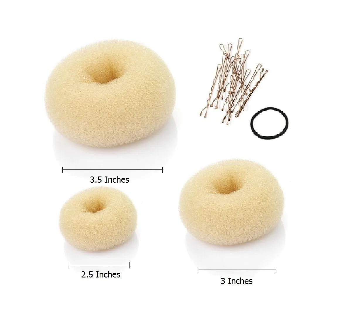3 Pieces Hair Donut Bun Maker (Beige/Blonde - L, M, S)