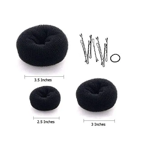 3 Pieces Hair Donut Bun Maker (Black - L, M, S)