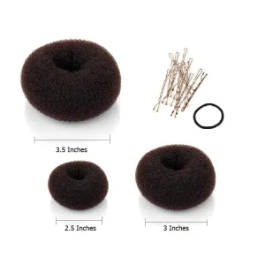 3 Pieces Hair Donut Bun Maker (Brown - L, M, S)