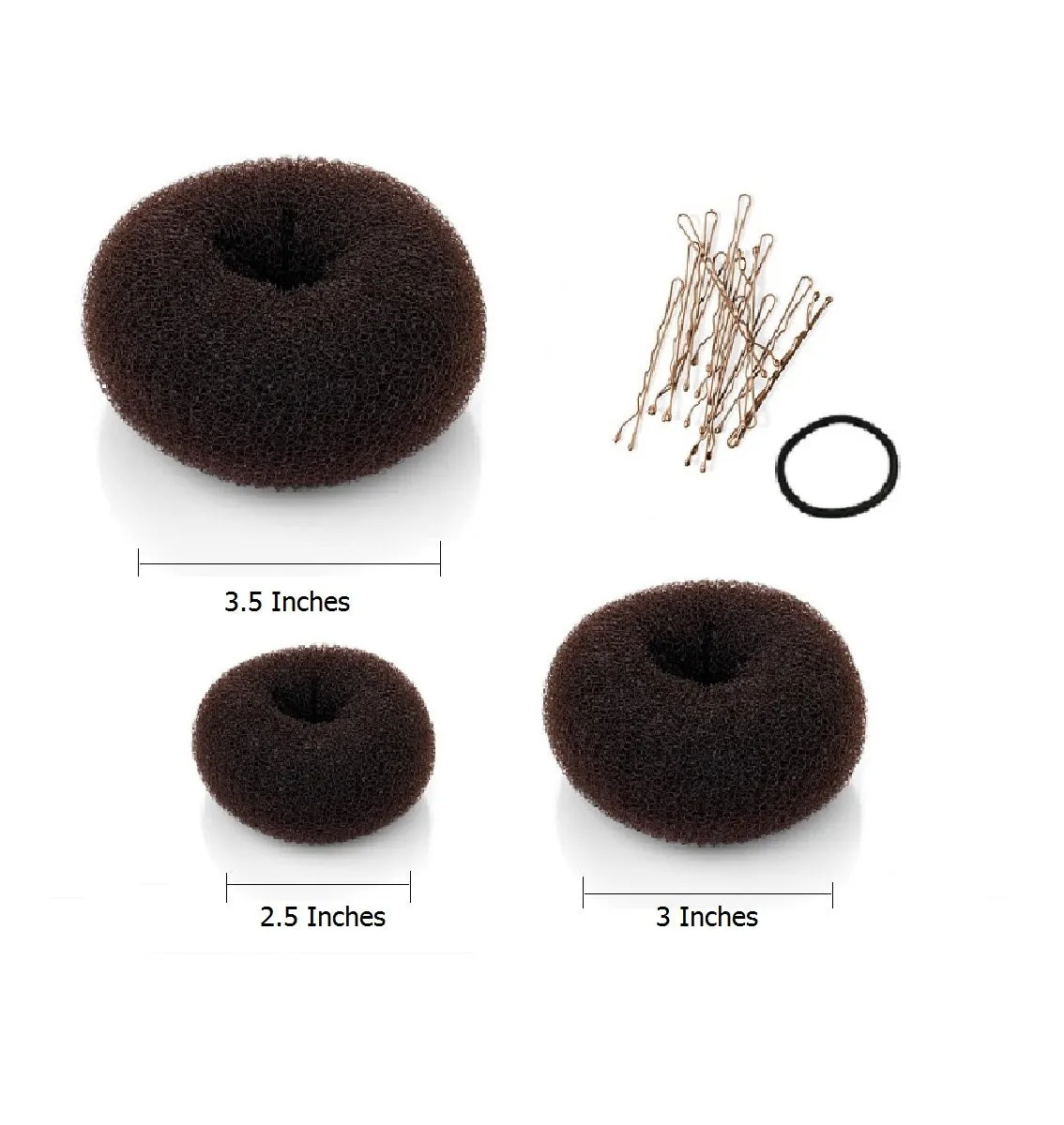 3 Pieces Hair Donut Bun Maker (Brown - L, M, S)