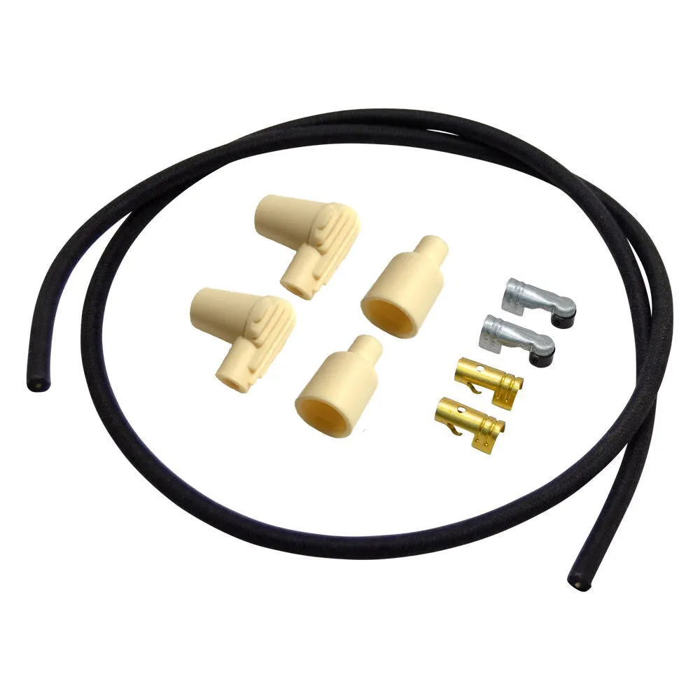 7mm Braided Cloth  Motorcycle Spark Plug Wire Kit - Black