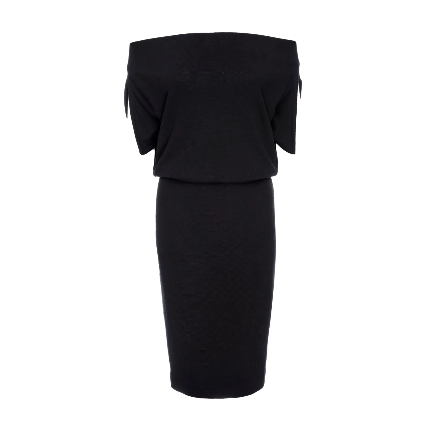 ALEXI Off-the-shoulder Ecru Knit Dress