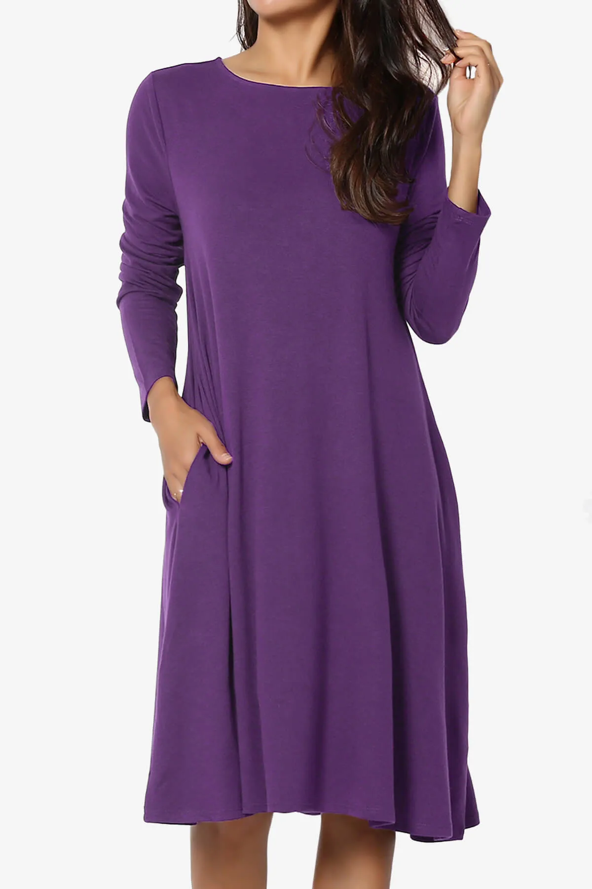 Allie Long Sleeve Jersey A-Line Dress PLUS