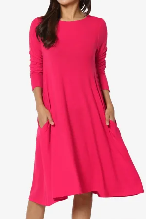 Allie Long Sleeve Jersey A-Line Dress PLUS