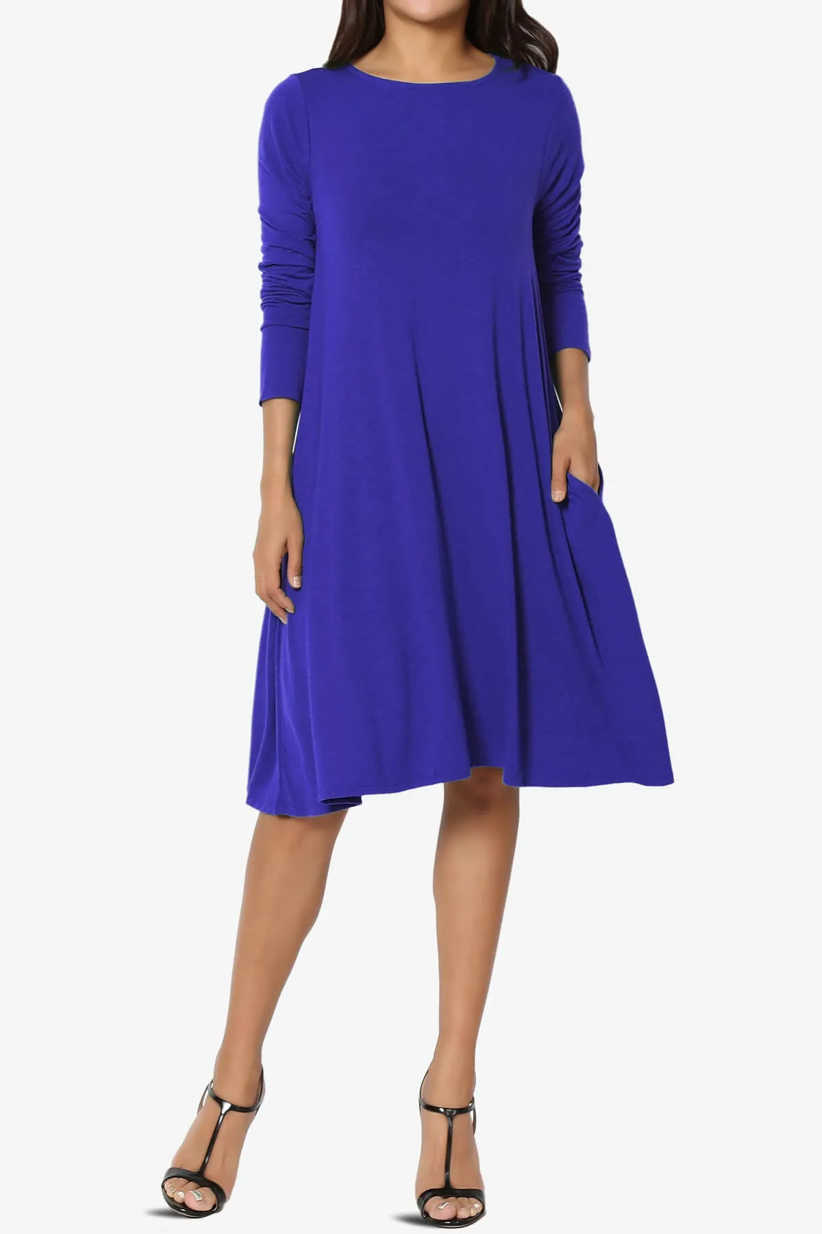 Allie Long Sleeve Jersey A-Line Dress PLUS