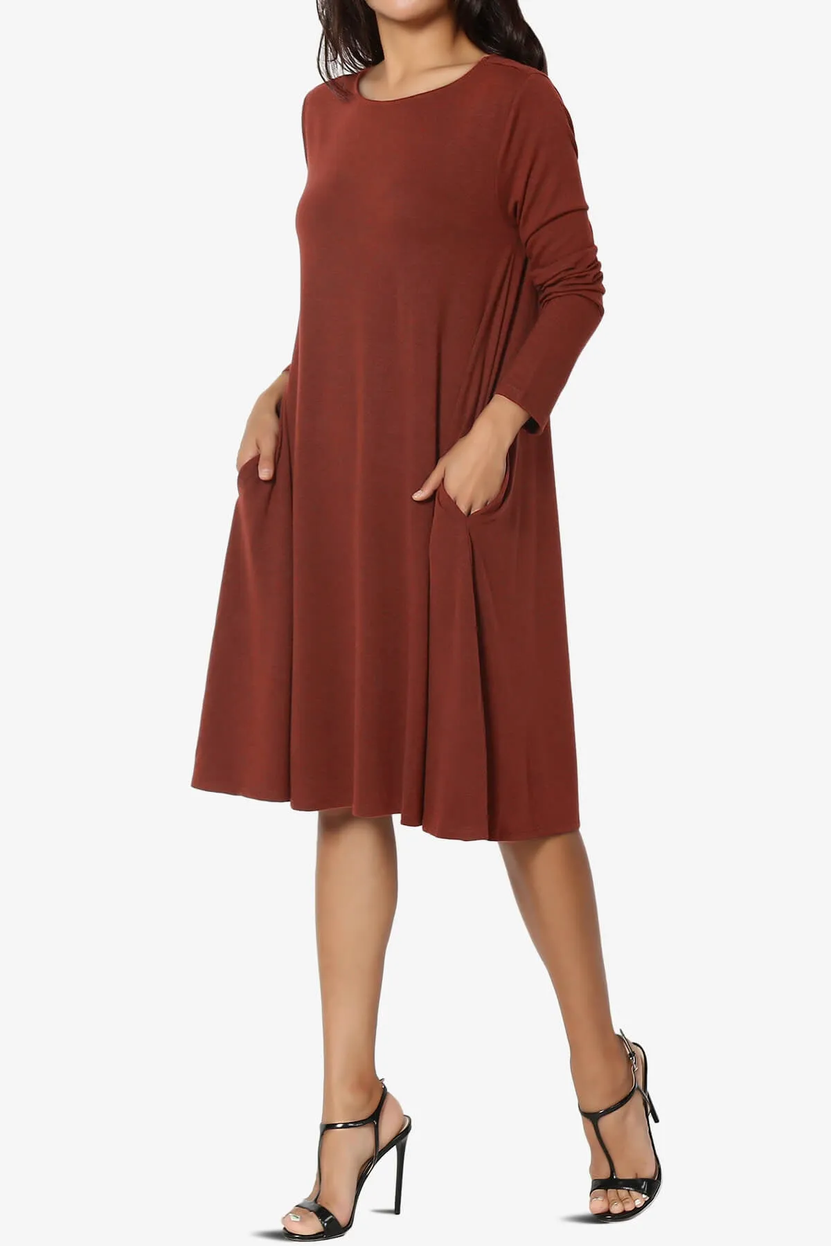Allie Long Sleeve Jersey A-Line Dress PLUS