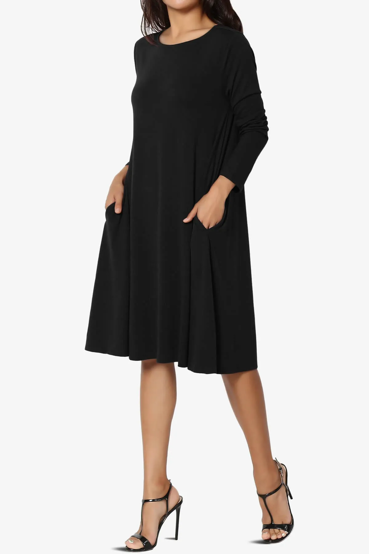 Allie Long Sleeve Jersey A-Line Dress PLUS
