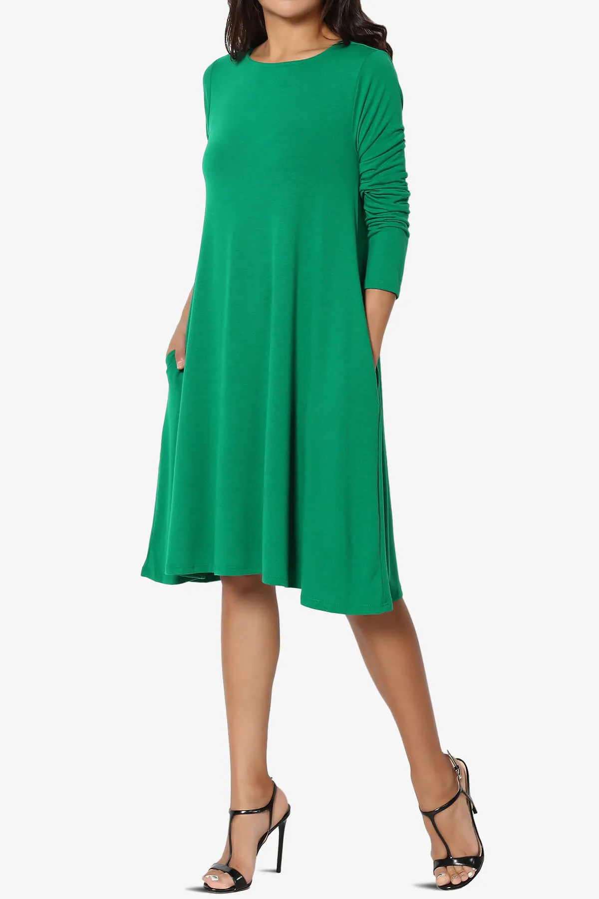 Allie Long Sleeve Jersey A-Line Dress PLUS