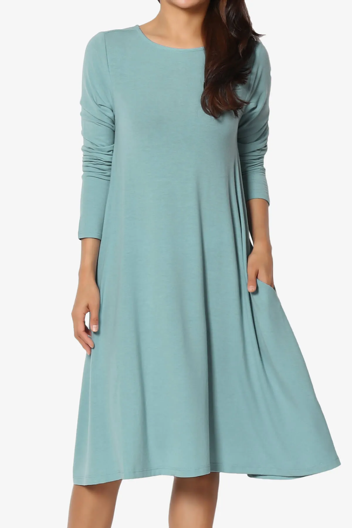 Allie Long Sleeve Jersey A-Line Dress PLUS