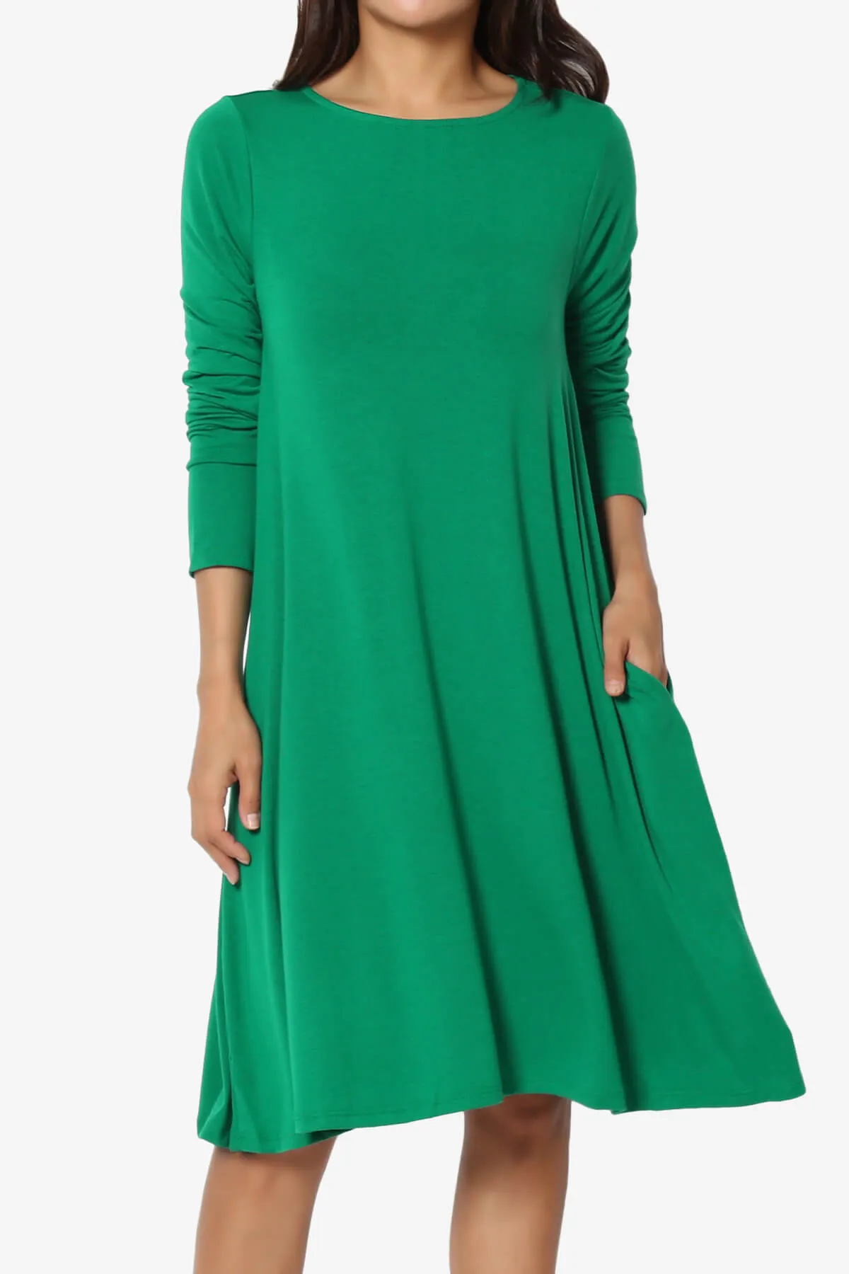 Allie Long Sleeve Jersey A-Line Dress PLUS