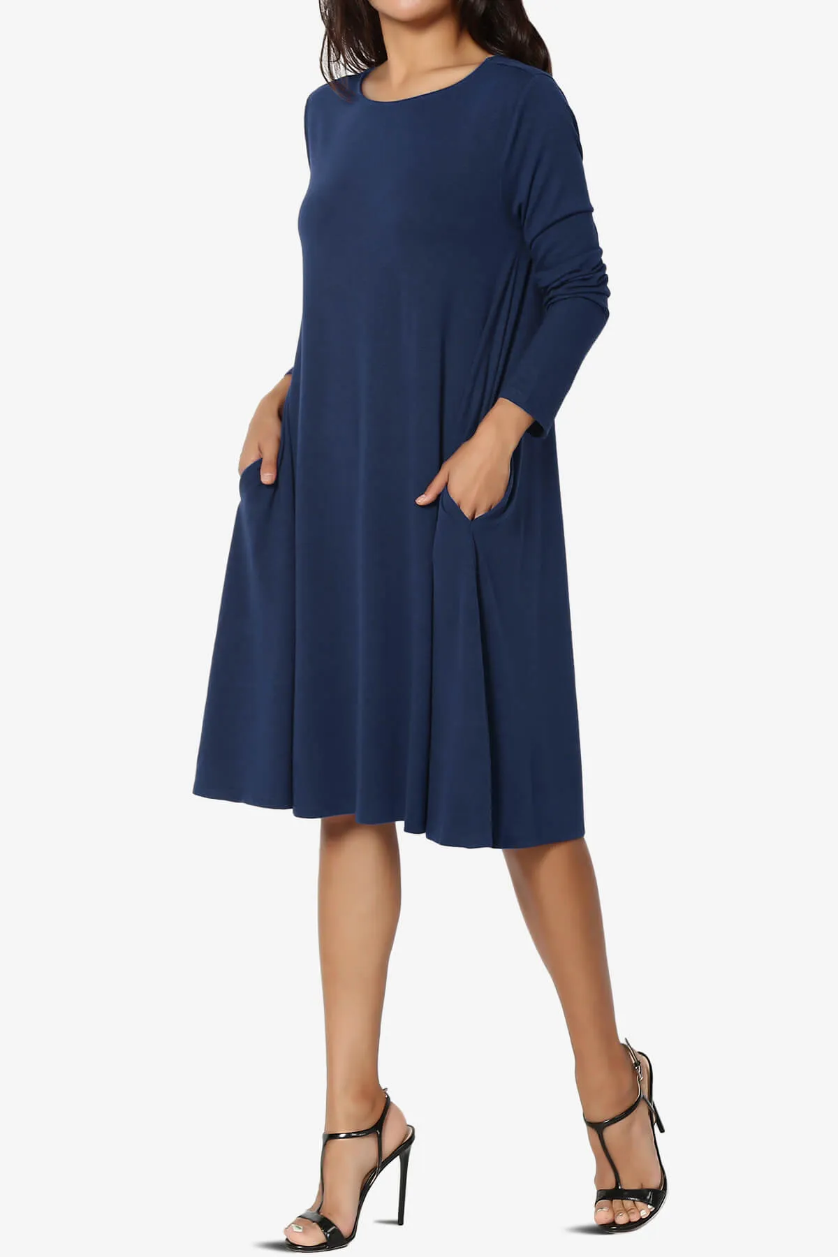 Allie Long Sleeve Jersey A-Line Dress PLUS