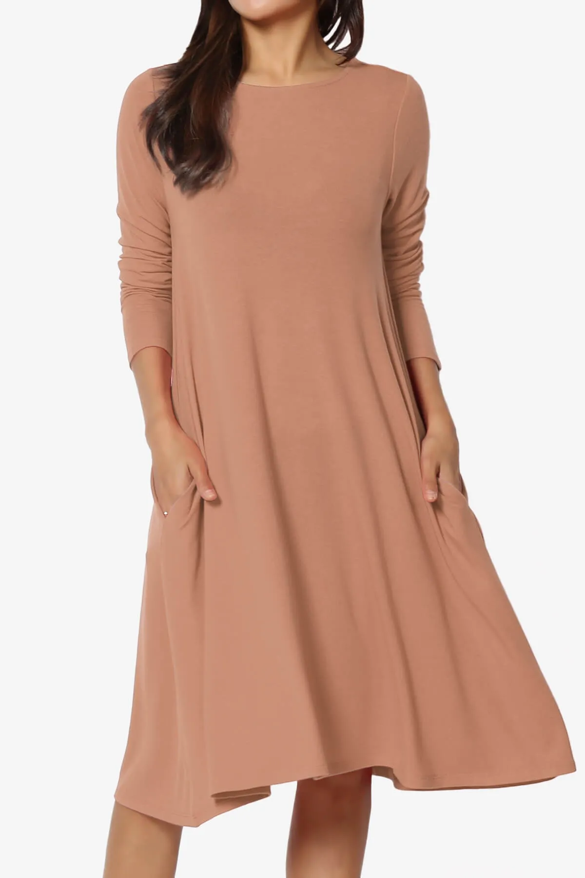 Allie Long Sleeve Jersey A-Line Dress PLUS