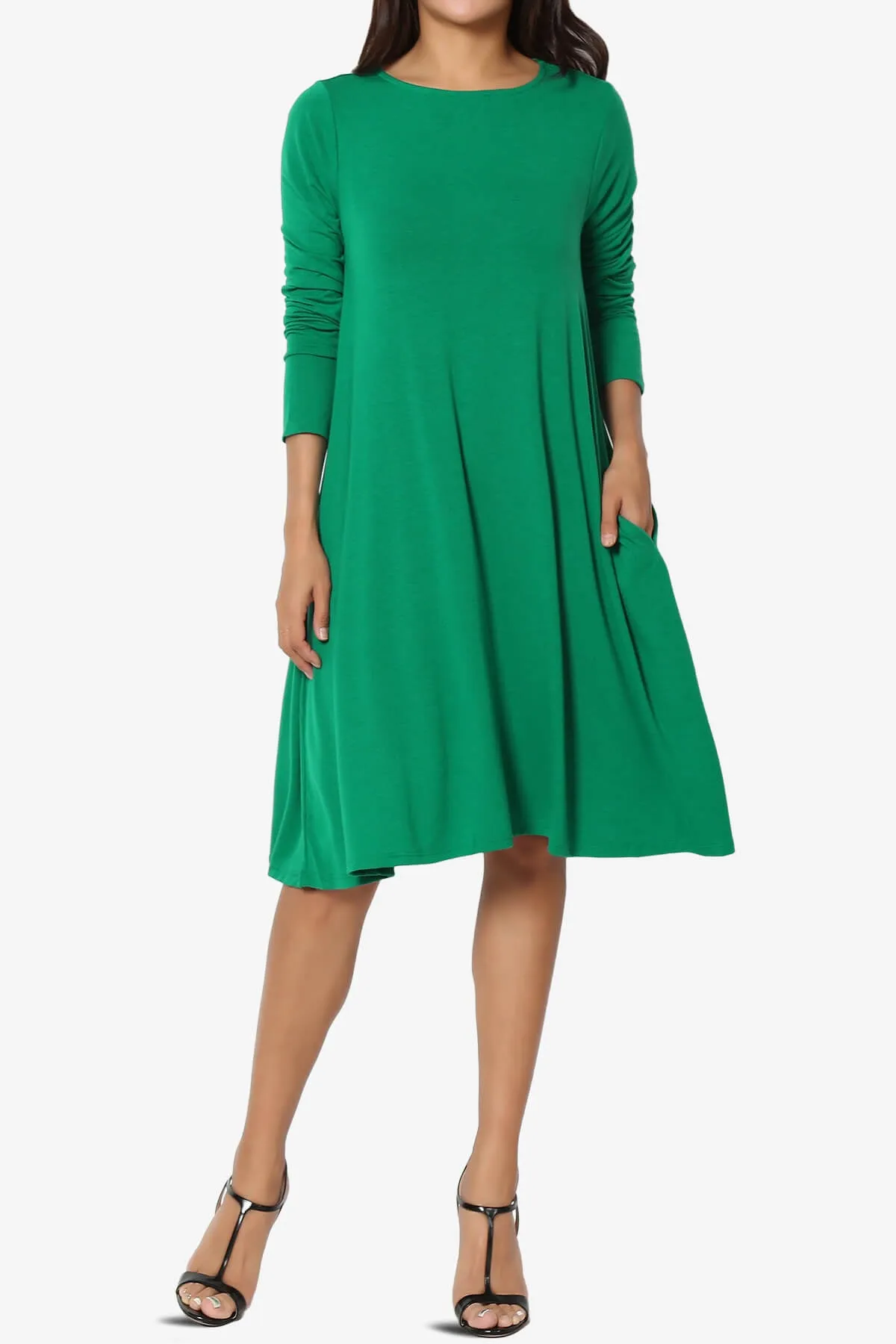 Allie Long Sleeve Jersey A-Line Dress PLUS