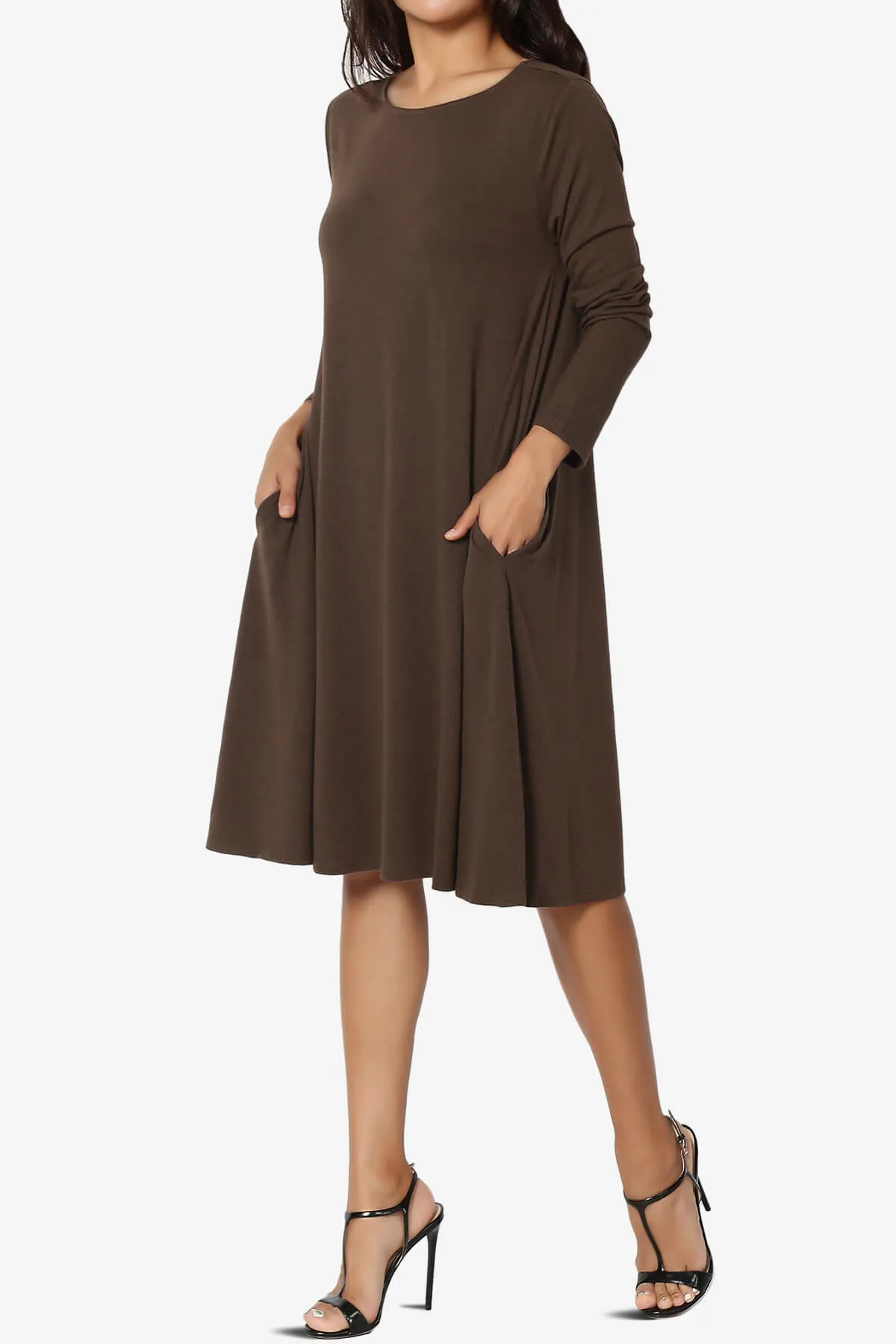 Allie Long Sleeve Jersey A-Line Dress PLUS
