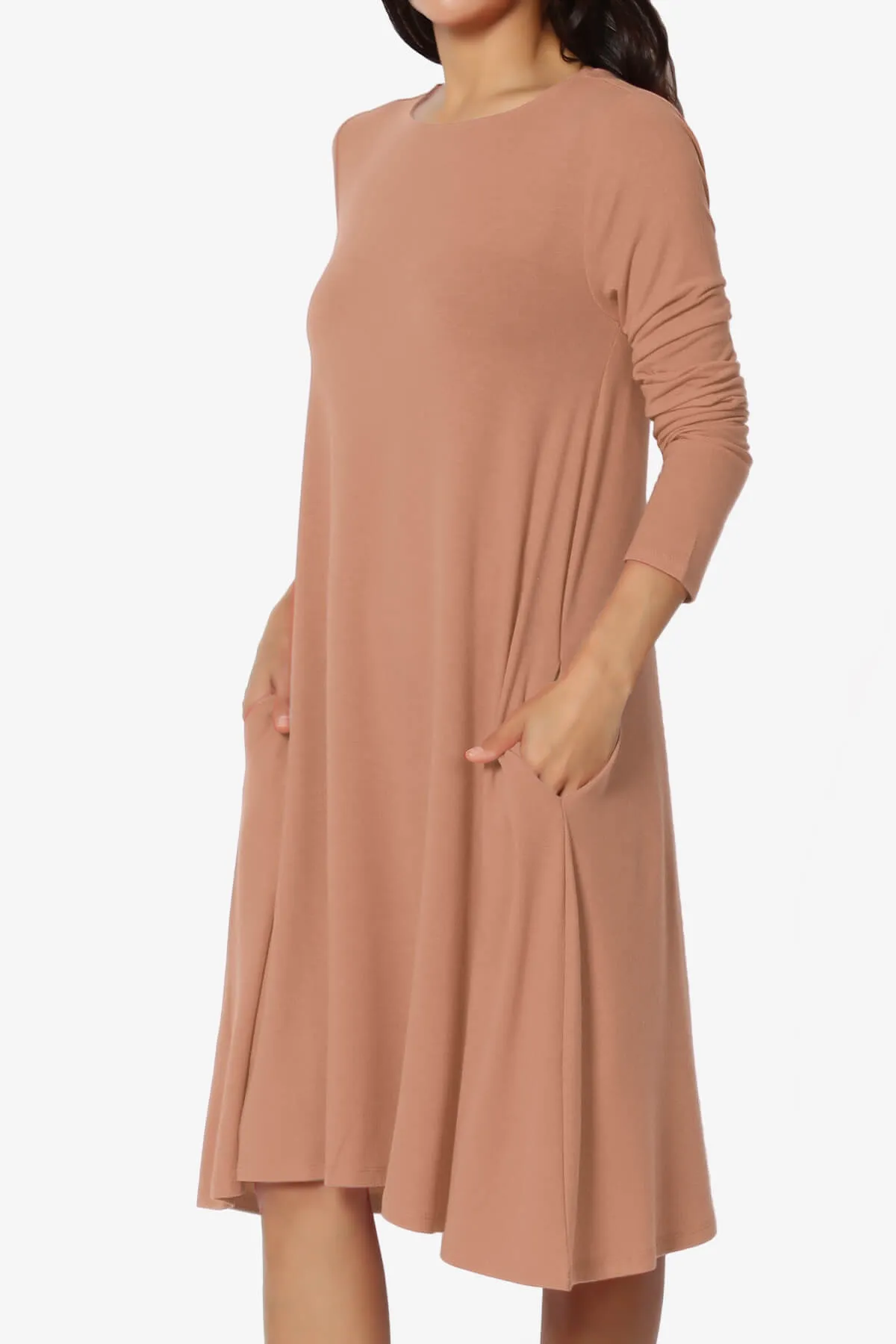 Allie Long Sleeve Jersey A-Line Dress PLUS