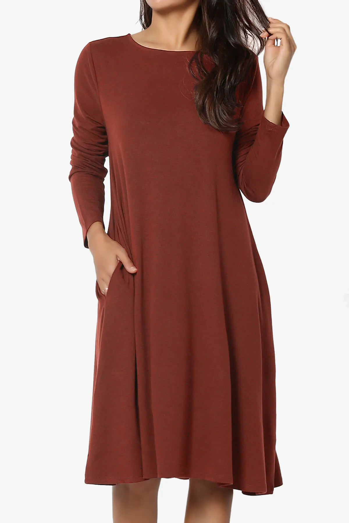 Allie Long Sleeve Jersey A-Line Dress PLUS