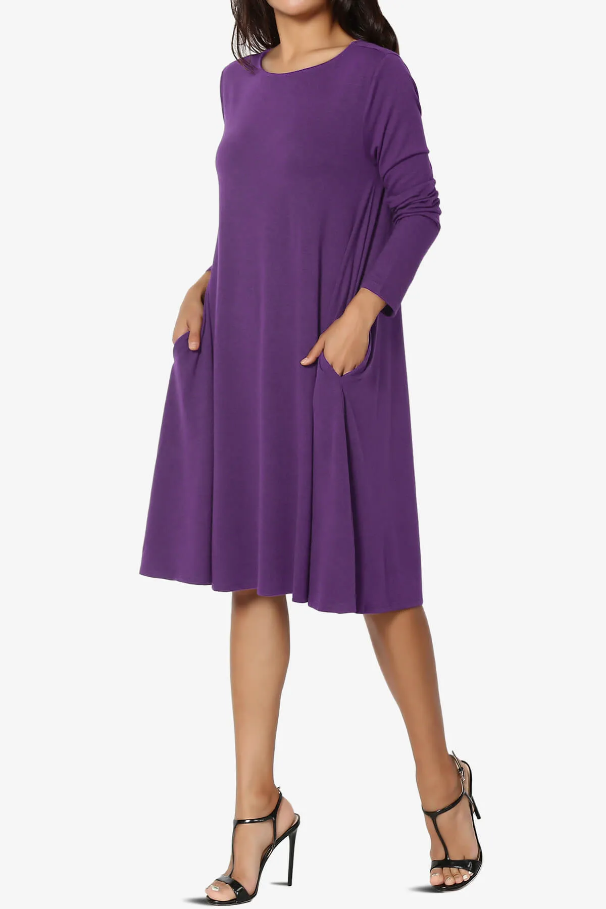 Allie Long Sleeve Jersey A-Line Dress PLUS