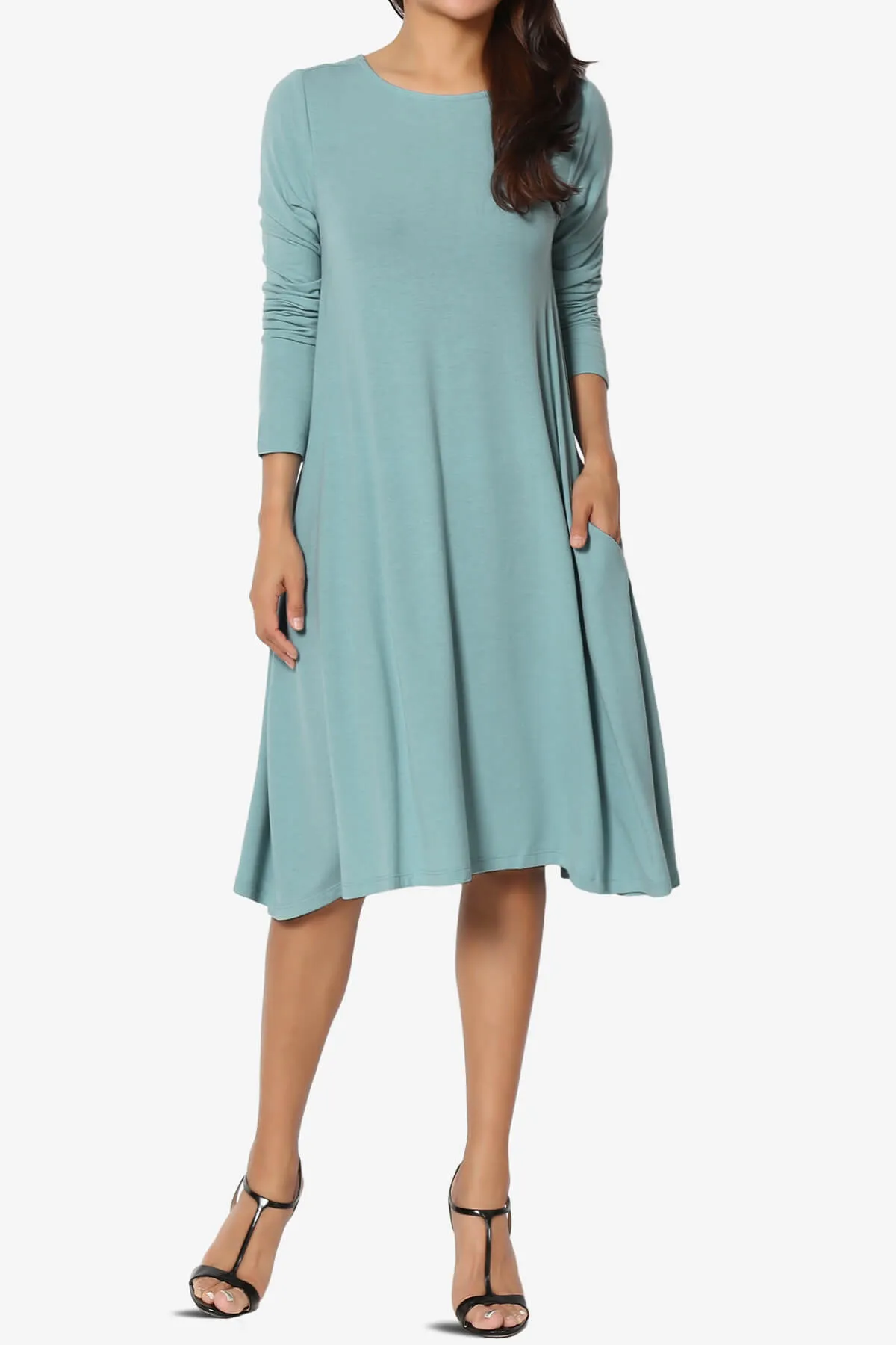 Allie Long Sleeve Jersey A-Line Dress PLUS
