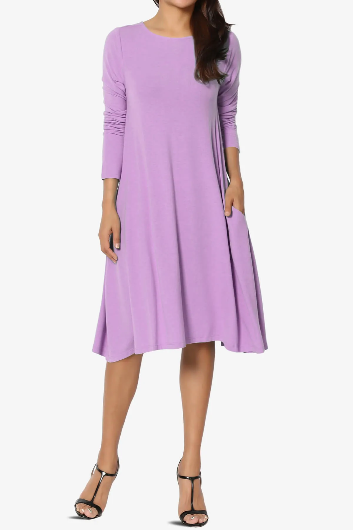 Allie Long Sleeve Jersey A-Line Dress PLUS