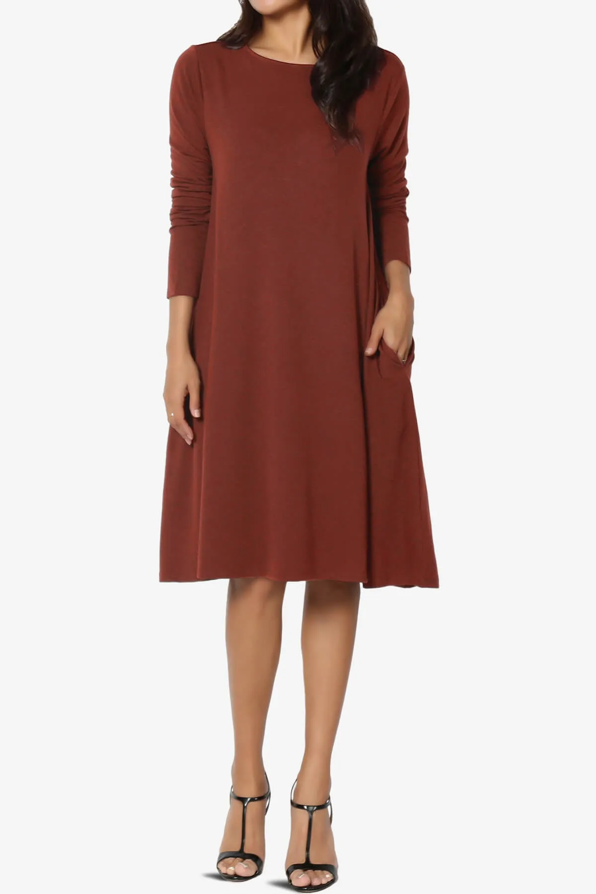 Allie Long Sleeve Jersey A-Line Dress PLUS
