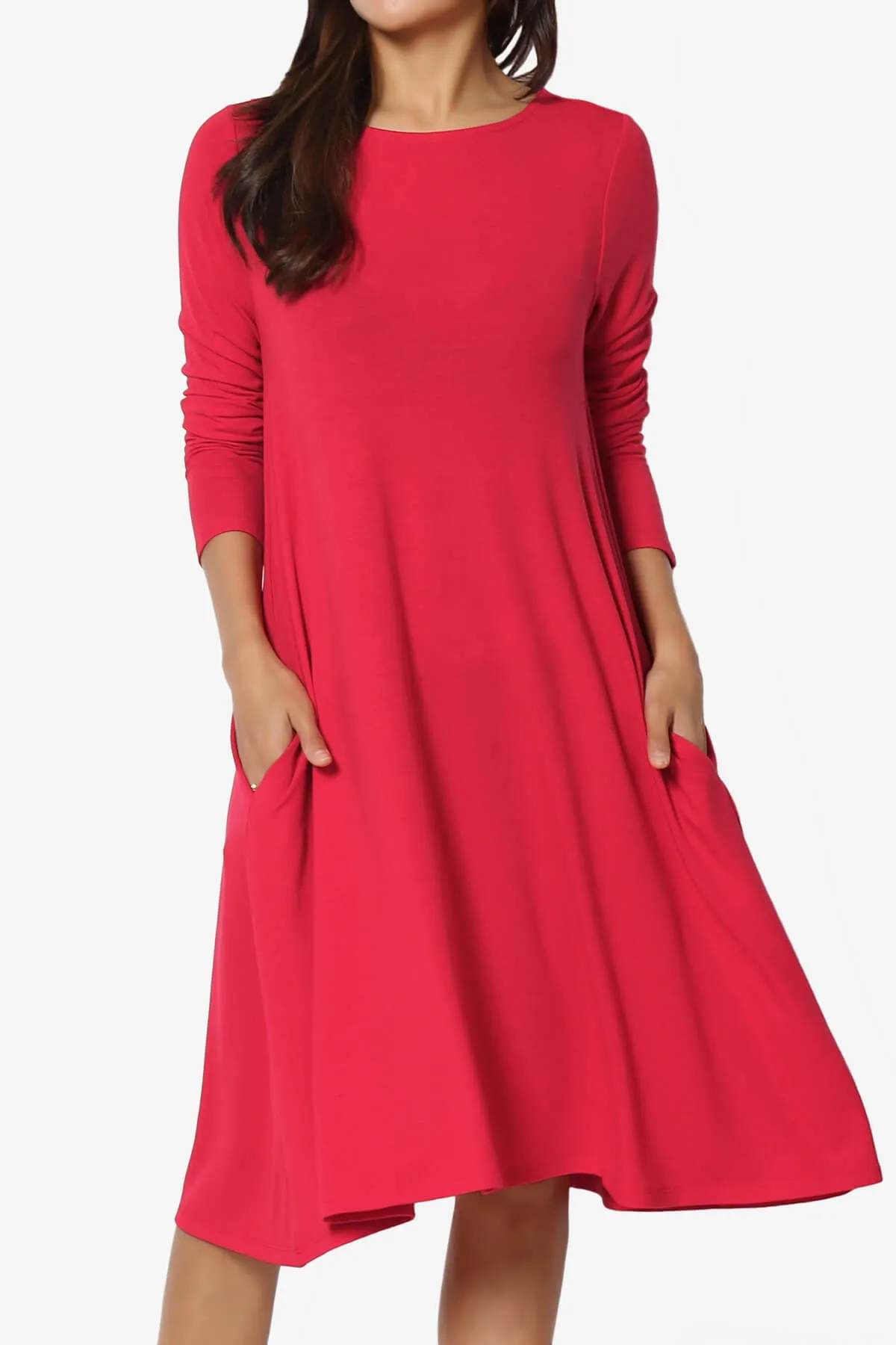 Allie Long Sleeve Jersey A-Line Dress PLUS