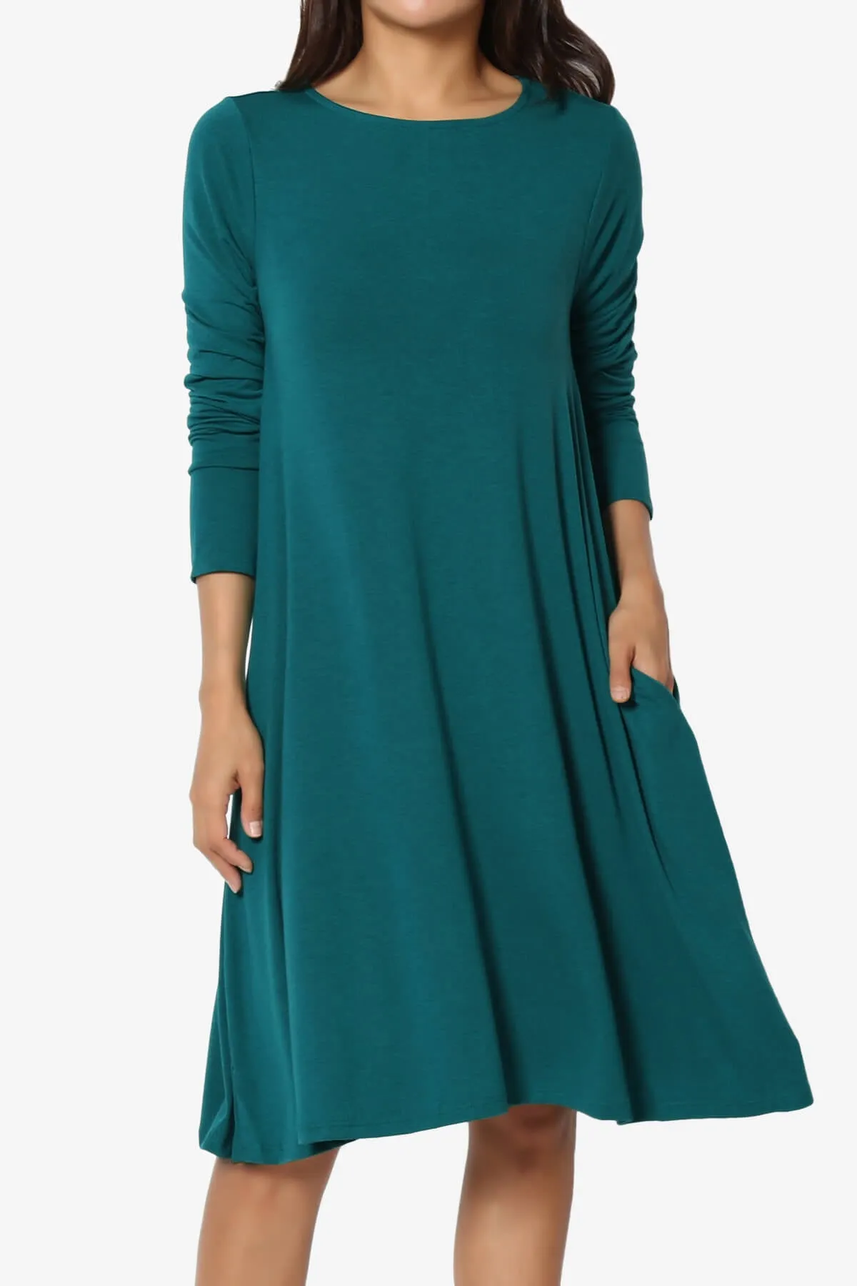 Allie Long Sleeve Jersey A-Line Dress PLUS